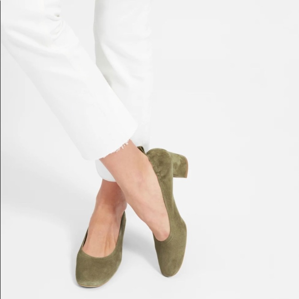Everlane Day Heel - Green Suede